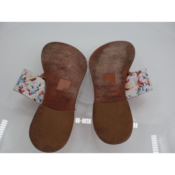 Joie A La Plage Sandals 37 7 Nice Thong Flip Flops Floral Multi Leather Open Toe - Picture 7 of 8